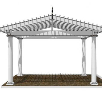 欧式园林廊架SU模型下载_sketchup草图大师SKP模型