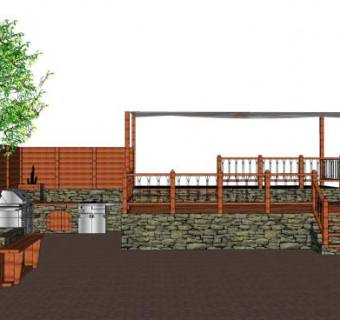 现代庭院休闲廊架SU模型下载_sketchup草图大师SKP模型