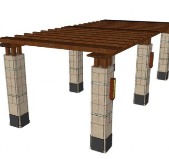 欧式景观柱廊架SU模型下载_sketchup草图大师SKP模型