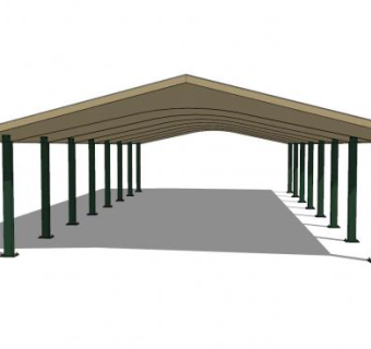 现代三角顶廊道SU模型下载_sketchup草图大师SKP模型
