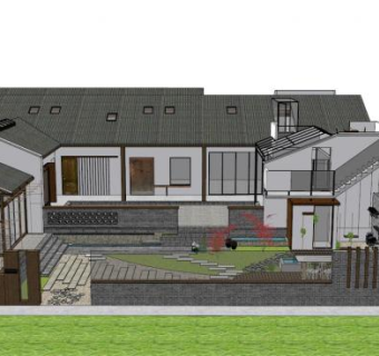 北方民宿改造su模型下载_sketchup草图大师SKP模型
