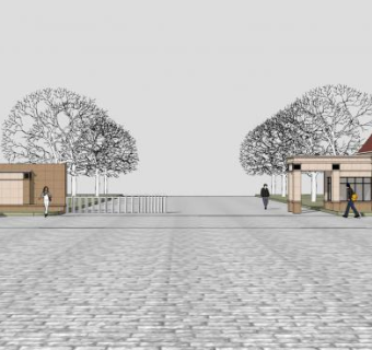 欧式小区入口SU模型下载_sketchup草图大师SKP模型