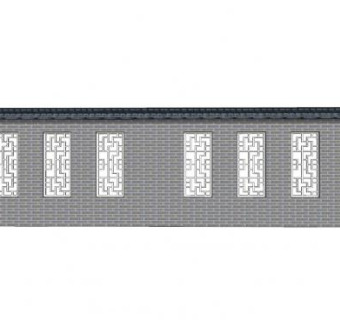 中式花窗院墙SU模型下载_sketchup草图大师SKP模型