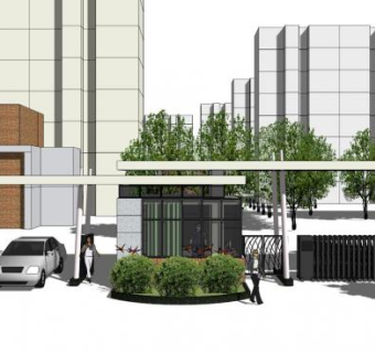 岗亭入口su模型下载_sketchup草图大师SKP模型