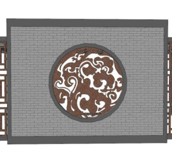 文化镂空景墙su模型下载_sketchup草图大师SKP模型