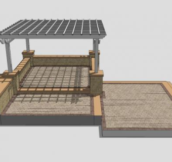 中式廊架花架SU模型下载_sketchup草图大师SKP模型