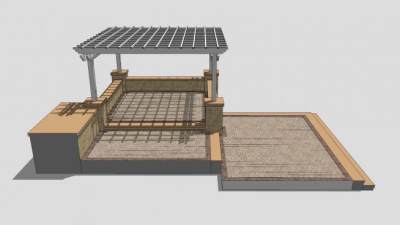 中式廊架花架SU模型下载_sketchup草图大师SKP模型