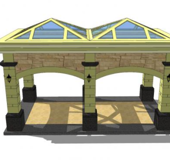 欧式走廊长廊SU模型下载_sketchup草图大师SKP模型