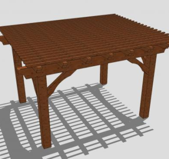 木制庭院廊架SU模型下载_sketchup草图大师SKP模型
