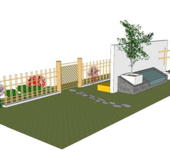 自然风院墙SU模型下载_sketchup草图大师SKP模型