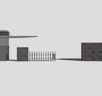 现代小区大门景观SU模型下载_sketchup草图大师SKP模型