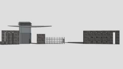 现代小区大门景观SU模型下载_sketchup草图大师SKP模型