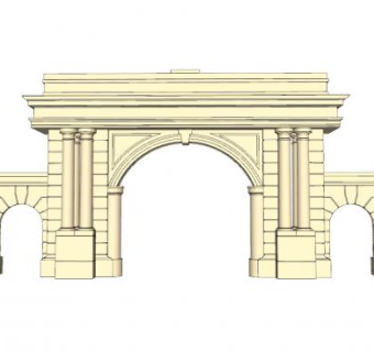 欧式古典入口大门SU模型下载_sketchup草图大师SKP模型