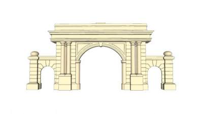 欧式古典入口大门SU模型下载_sketchup草图大师SKP模型