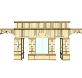 新古典小区大门SU模型下载_sketchup草图大师SKP模型