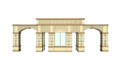 新古典小区大门SU模型下载_sketchup草图大师SKP模型