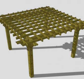中式休闲庭院廊架SU模型下载_sketchup草图大师SKP模型