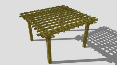 中式休闲庭院廊架SU模型下载_sketchup草图大师SKP模型