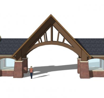 欧式景观小区入口SU模型下载_sketchup草图大师SKP模型