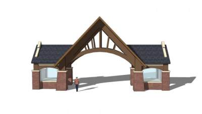 欧式景观小区入口SU模型下载_sketchup草图大师SKP模型