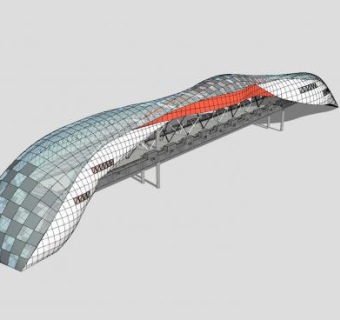 现代过街天桥SU模型下载_sketchup草图大师SKP模型