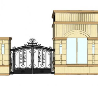 新古典景观铁艺门SU模型下载_sketchup草图大师SKP模型