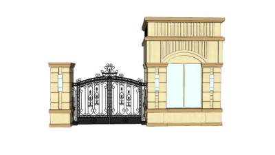 新古典景观铁艺门SU模型下载_sketchup草图大师SKP模型