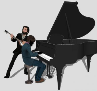 演奏家艺术家SU模型下载_sketchup草图大师SKP模型