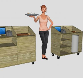 美女服务员人物SU模型下载_sketchup草图大师SKP模型