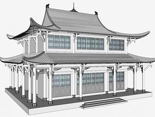 中式<em>古</em>建筑房子su模型下载_sketchup草图大师SKP模型