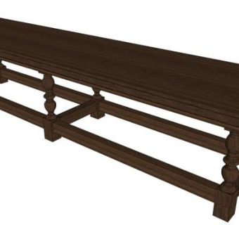 中式大长桌su模型下载_sketchup草图大师SKP模型