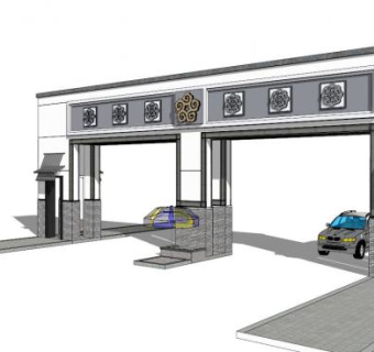 养老院大门su模型下载_sketchup草图大师SKP模型