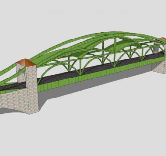 现代绿桁架大桥SU模型下载_sketchup草图大师SKP模型