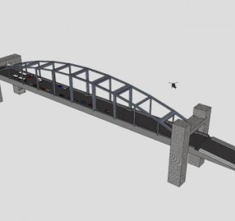 现代公路桁架桥SU模型下载_sketchup草图大师SKP模型