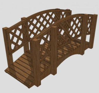 自然风庭院木桥SU模型下载_sketchup草图大师SKP模型