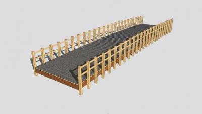 自然风木栈桥SU模型下载_sketchup草图大师SKP模型