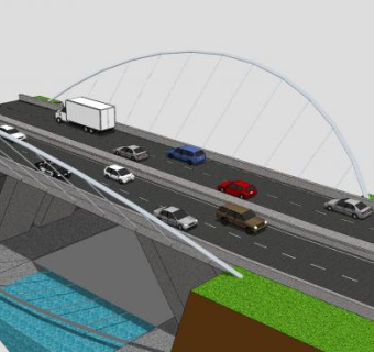 现代大桥设计SU模型下载_sketchup草图大师SKP模型