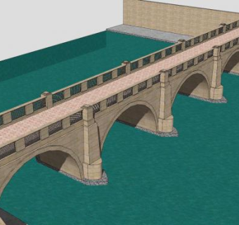 现代河道大桥SU模型下载_sketchup草图大师SKP模型