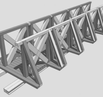 现代简易桥梁SU模型下载_sketchup草图大师SKP模型