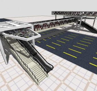 现代过街天桥sketchup模型下载_sketchup草图大师SKP模型