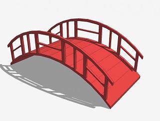 现代红色拱桥SU模型下载_sketchup草图大师SKP模型