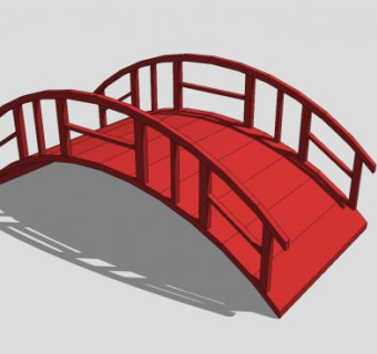现代红色拱桥SU模型下载_sketchup草图大师SKP模型