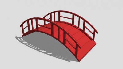 现代红色拱桥SU模型下载_sketchup草图大师SKP模型