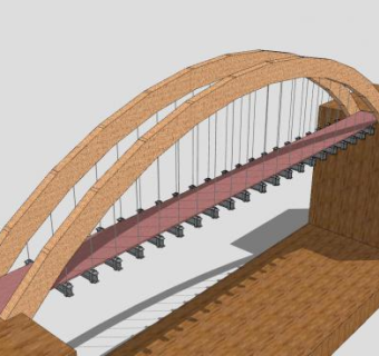 现代系杆拱桥SU模型下载_sketchup草图大师SKP模型