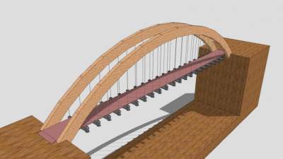 现代系杆拱桥SU模型下载_sketchup草图大师SKP模型