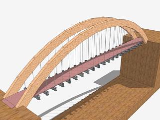 现代系杆拱桥SU模型下载_sketchup草图大师SKP模型