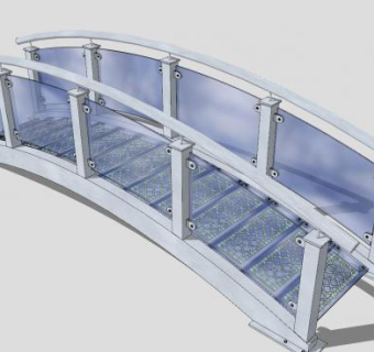 现代玻璃护栏金属拱桥SU模型下载_sketchup草图大师SKP模型