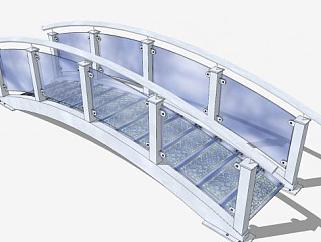 现代玻璃护栏金属拱桥SU模型下载_sketchup草图大师SKP模型