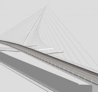 现代公路斜拉大桥SU模型下载_sketchup草图大师SKP模型