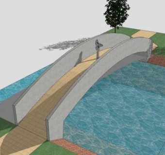 自然风河道拱桥SU模型下载_sketchup草图大师SKP模型